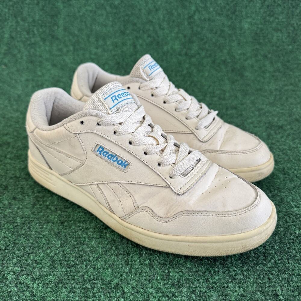 Reebok Vintage 11031 1990s White Blue Lace-Up Low Top Court Shoes Sz 7 Eu 37.5
